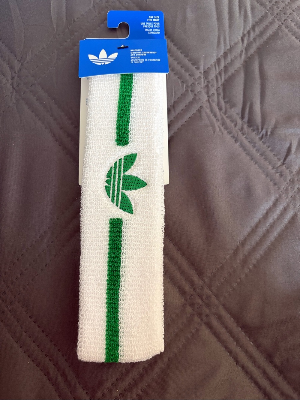 adidas White & Green Trefoil Headband vintage style